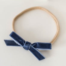 Load image into Gallery viewer, Snuggle Hunny - Petite Velvet Bow Headband - Moonlight Blue
